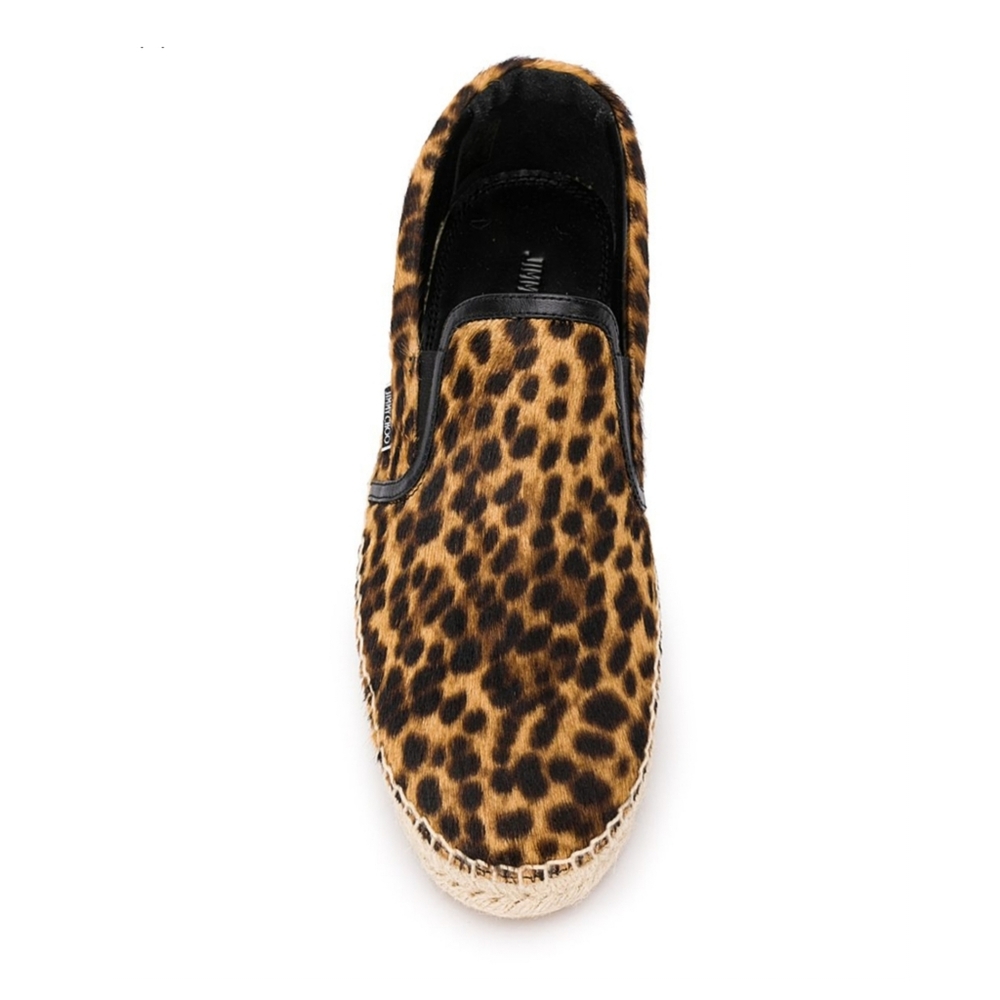 Jimmy Choo Espadrilles Vlad Pony Hair Leopard Print Slip Ons Unisex - Picture 3 of 13